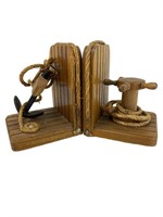 Nautical themed wooden bookends