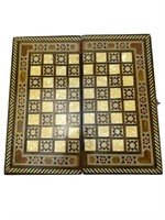 Mosaic inlay 2 in1 backgammon chess board