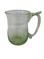 Hand blown green art glass tankard mug cup