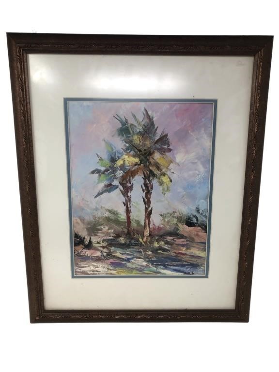 Virginia Beville original oil on canvas art palm