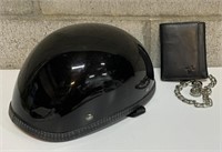 Motorcycle Helmet & Wallet w/Chain