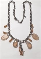 CHOCOLATE CHAIN & BEAD NECKLACE