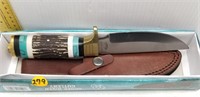 NEW 9.5" OVERALL SKINNING KNIFE W/LEATHER SHEATH