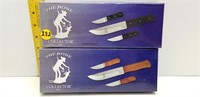 2 NEW 3PC HUNTING KNIVE SETS W/ LEATHER SHEATHS