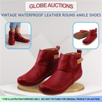 VINTAGE WATERPROOF LEATHER ROUND ANKLE SHOES