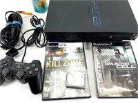 PS2 avec 1 manette, carte mémoire 8MB et 2 jeux