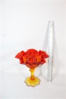 Amberina Glass - Footed Candy Dish / Compote