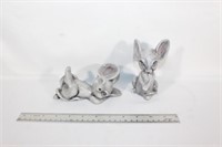Pair Vtg Grey Glazed Ceramic Mice