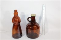 Vtg Brown Bottles  Lot / 2