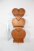 Wooden Triple Heart 3 Level Wall Shelf w/ Peg