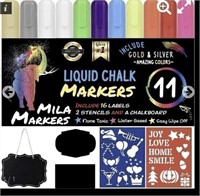 MILA MARKERS 11 LIQUID CHALK MARKERS + FREE GIFTS