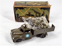 VINTAGE TEKNO DENMARK ARMY TRUCK W/ SOLDIERS