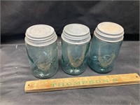 3 antique jars