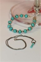 Lobster .925 Claw Beaded Turquoise Bracelet