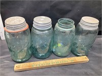 4 vintage jars