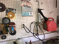 Fuel Can ~ Grinding Wheels & Misc on Peg Board