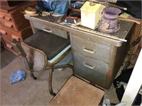 Steel Shop Desk (30" Wide) & Stool
