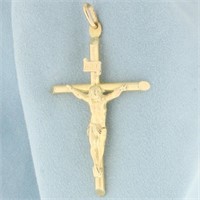 Italian Large Crucifix Pendant in 14k Yellow Gold