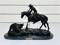 F. Remington " Killing The Bear" Bronze Statue
