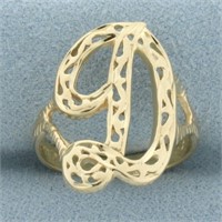 D Initial Ring in 14k Yellow Gold