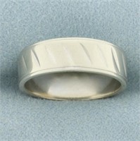 Diagonal Diamond Cut Wedding Band Ring in 14k Whit