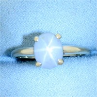 Natural Gray Star Sapphire Ring in 14k White Gold
