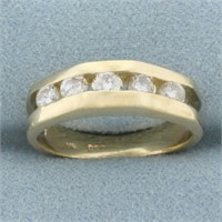 Channel Set 5 Stone Diamond Ring in 10k Yellow Gol