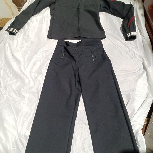 Mens Navy and White Suit Large