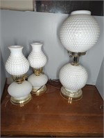 (3) HOBNAIL MILK GLASS LAMPS