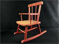 Vintage Red Toddler / Kids Wood Rocking Chair