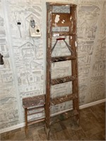 6 FT WOOD STEP LADDER, 2 FT STEP STOOL