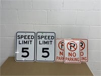 (2) Speed Limit & (3) No Parking Signs