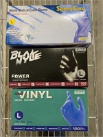 (10) Boxes of Assorted (L) Disposable Gloves