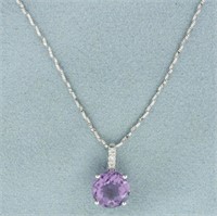 Italian Amethyst and Diamond Necklace in 18k White