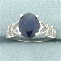 Sapphire Heart Design Ring in 14k White Gold
