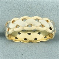 Mens Two Tone Braided Design Wedding Band Ring in
