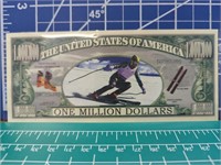 Million dollar skiing. Banknote