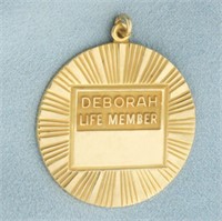Deborah Life Member Medal Pendant in 10k Yellow Go