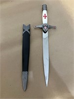 FIXED BLADE DAGGER WHITE HANDLE WITH RED CROSSES