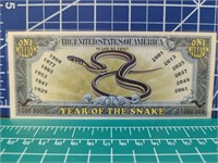 Year of the snake million dollar banknote
