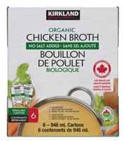 6-Pk Kirkland Signature Organic Chicken Broth,