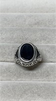 Sterling Silver 925 Ring With Black Top/ Sides Siz