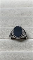 Sterling Silver 925 Ring With Black Top Size 9.25