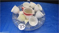 GLASS PLATE & MISC EGG CUPS