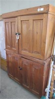 EARLY 2 PC PINE KITCHEN CUPBOARD