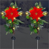 34in Solar Lighted Cross Stake  Red - 2pcs