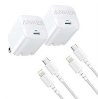 2-Pk Anker 30W Charger with USB-C to Lightning