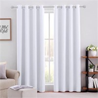 2-Pk HOMEIDEAS Pure White Curtains for Bedroom 52