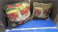 MATCHING TAPESTRY-TYPE CHRISTMAS PILLOWS - PUPPIES