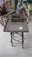 UNUSUAL STICK TABLE W/WOOD BASKET